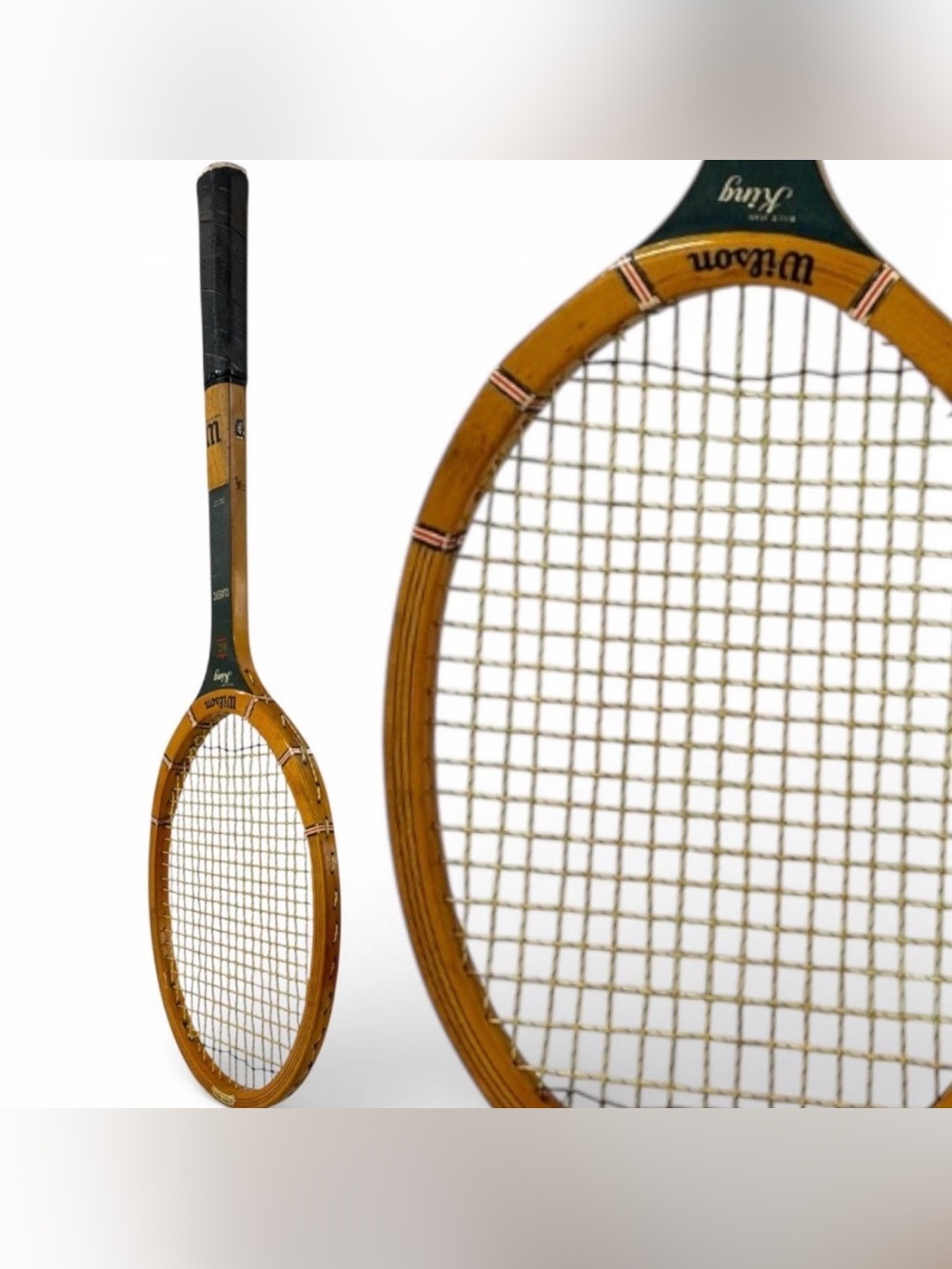 Vintage Wilson King Classic Strata-Bow Wood Tennis Racquet USA Leather Grip